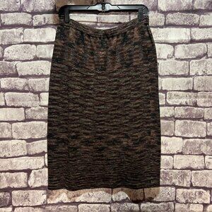 John Patrick NWT Brown, Red & Beige Heathered Knit Skirt Size XL